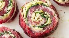 6 Ingredient Stuffed Flank Steak Rolls (Pinwheels)