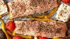 Baked Salmon with Vegetables and Feta