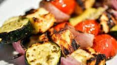 Halloumi and Vegetable Skewers