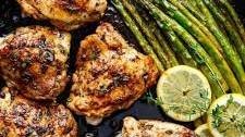 Lemon Garlic Butter Chicken Thighs with Asparagus