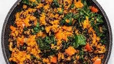 Southwest Sweet Potato, Kale and Black Bean Skillet