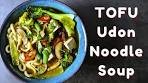 TOFU Udon Noodle SOUP with Mushrooms and Vegetables ...