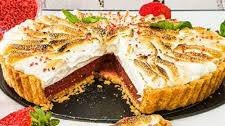 Vegan Strawberry Basil Meringue Pie
