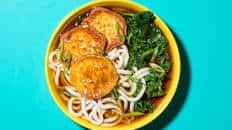 Vegetable Udon Noodle Soup with Kale & Roasted Sweet Potato