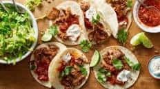 20-Min: Carne Asada Tacos with Salsa, Sour Cream & Crisp Romaine Salad