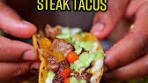 30 minute steak tacos with avocado cream sauce 🌮🥩🥑😮‍ ...