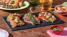 Argentinian-Style Sirloin Tip & Chimichurri with Fetta Roast Veggies & Hasselback Potatoes