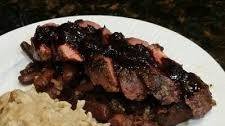 Brad's seared duck breast w/ blueberry balsamic reduction