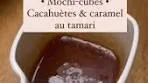 Des mochis cubes aux cacahuètes avec un caramel au tamari ...