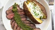 Easy Chimichurri Steak and Baked Potato. Only 5 Ingredients!