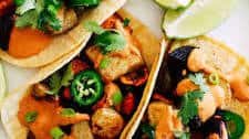 Root Vegetable Tacos with Sunflower Seed Queso