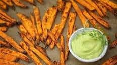 SWEET POTATO FRIES WITH AVOCADO DIP