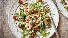 Skagen-style salad with lemon & dill dressing and rye croutons