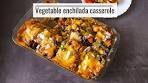 Vegetable enchilada casserole (Vegetarian Mexican tortilla ...