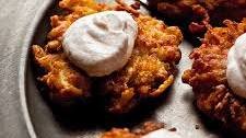 Apple-Potato Latkes With Cinnamon Sour Cream