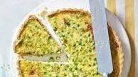 Bacon and pea quiche