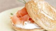 Bagel with cream cheese and smoked salmon