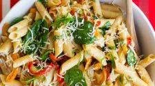 Balsamic Sweet Pepper Pasta with Spinach and Parmesan