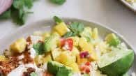 Blackened Flounder with Pineapple Salsa and Chili-Lime Drizzle
