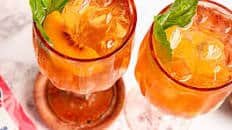 Bourbon Peach Basil Spritz