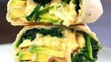 Breakfast Wrap with Avocado, Spinach, and Scrambled Eggs