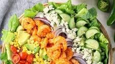 Buffalo Shrimp Salad with Avocado Ranch Dressing