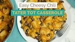 Cheesy chili vegan tater tot casserole