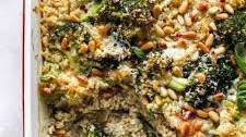 Cheesy Pesto Broccoli Quinoa Casserole