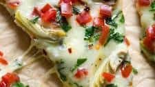 Cheesy Spinach Artichoke Flatbread Pizza