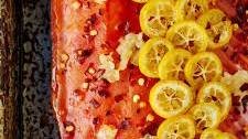 Chili Kumquat Salmon with Pickled Kumquat & Kale Salad
