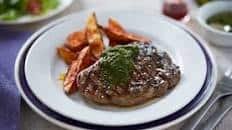 Chimichurri rump steak with paprika wedges