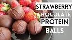 Chocolate Strawberry Protein Balls #chocolaterecipes