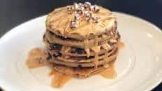 Chocolate Swirl Pancakes with Creamy Peanut Butter Sauce