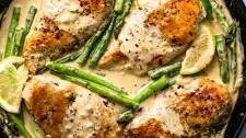 Creamy Lemon Garlic Chicken with Asparagus (30 Minutes!)