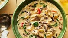 Creamy Mushroom & Spinach Soup with Wild Rice