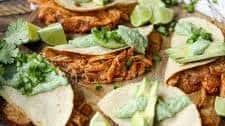 Crispy Chicken Tacos with Avocado Lime Crema