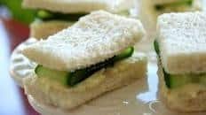 Cucumber with mint, chives & cream cheese sandwich