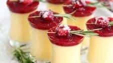 Eggnog Panna Cotta with Spiked Cranberry Sauce