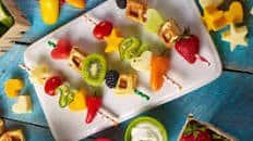 Fruit and Waffle Kabobs with a Yogurt & Honey Dip