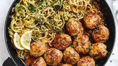 Garlic Butter Turkey Meatballs with Zucchini Noodles