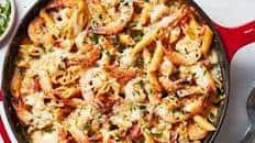 Garlicky Shrimp Alfredo Bake