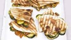 Grilled courgette, bean & cheese quesadilla