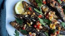 Grilled Sardines with Preserved Lemon and Pepper Relish