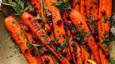 Harissa-Honey Roasted Carrots with Pomegranate