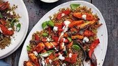 Harissa-roasted root veg with herby yogurt