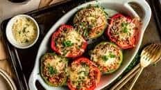 Healthy Quinoa and Ground Turkey Stuffed Peppers