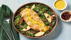 Herbed Chicken Over Apple & Kale Salad with Parmesan, Dried Cranberries & Dijon Dressing