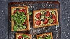 Herbed goat’s cheese & summer veg tarts