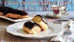 Homemade Chocolate Glazed Eclair Filled with Vanilla Bean ...