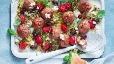 Italian meatball and zoodle tray bake recipe